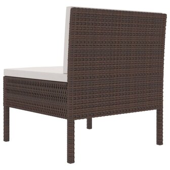 Tuinstoelen 3 st met kussens poly rattan bruin