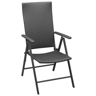 Tuinstoelen 4 st poly rattan zwart