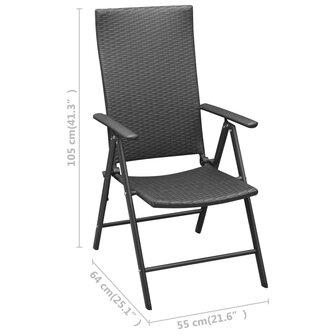 Tuinstoelen 4 st poly rattan zwart