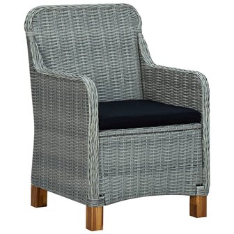 Tuinstoelen 2 st met kussens poly rattan lichtgrijs
