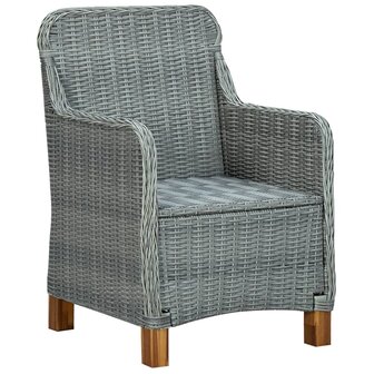 Tuinstoelen 2 st met kussens poly rattan lichtgrijs