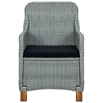 Tuinstoelen 2 st met kussens poly rattan lichtgrijs