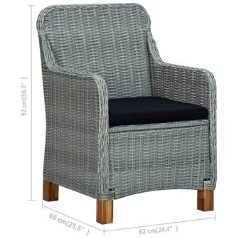 Tuinstoelen 2 st met kussens poly rattan lichtgrijs