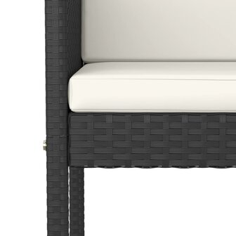 Barkrukken 4 st met kussens poly rattan zwart