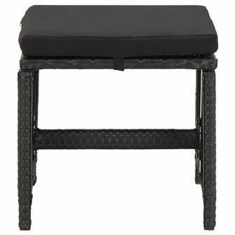 Tuinkrukken 4 st met kussens poly rattan zwart