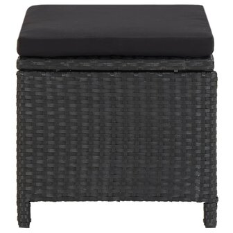 Tuinkrukken 4 st met kussens poly rattan zwart