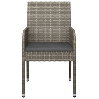 Tuinstoelen 4 st met kussens poly rattan grijs