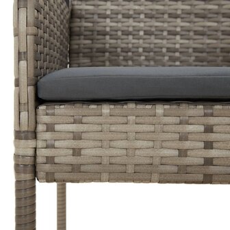 Tuinstoelen 4 st met kussens poly rattan grijs