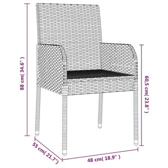 Tuinstoelen 4 st met kussens poly rattan grijs