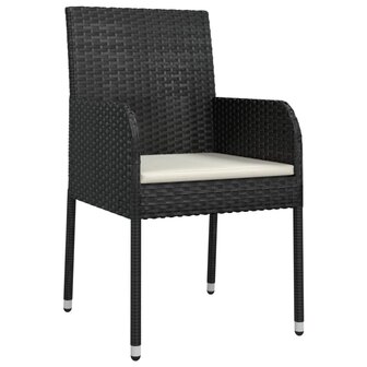 Tuinstoelen 4 st met kussens poly rattan zwart
