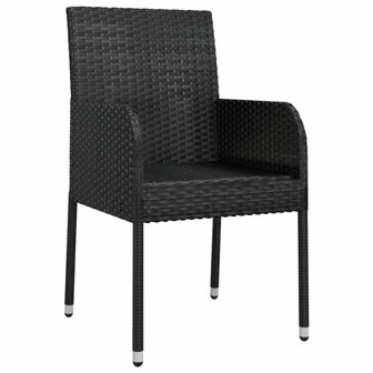 Tuinstoelen 4 st met kussens poly rattan zwart