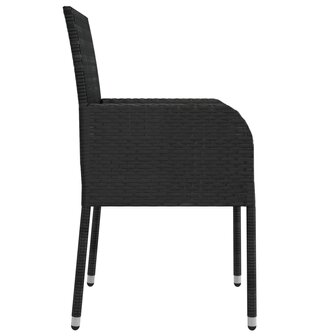 Tuinstoelen 4 st met kussens poly rattan zwart