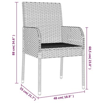 Tuinstoelen 4 st met kussens poly rattan zwart
