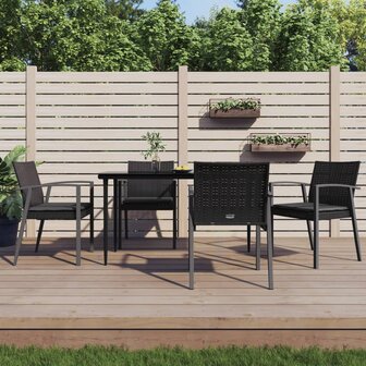 Tuinstoelen 4 st met kussens 56,5x57x83 cm poly rattan zwart