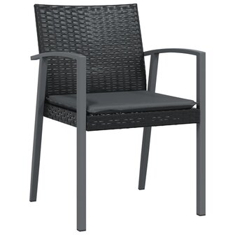Tuinstoelen 4 st met kussens 56,5x57x83 cm poly rattan zwart
