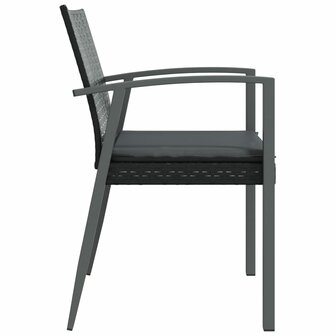 Tuinstoelen 4 st met kussens 56,5x57x83 cm poly rattan zwart