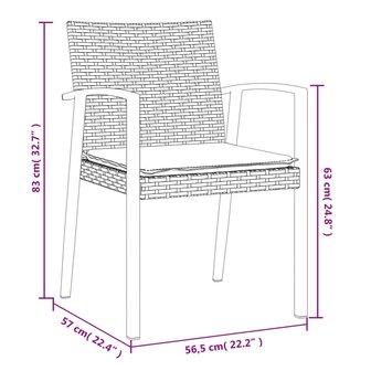 Tuinstoelen 4 st met kussens 56,5x57x83 cm poly rattan zwart