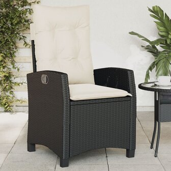 Tuinstoelen 2 st verstelbaar met kussens poly rattan zwart