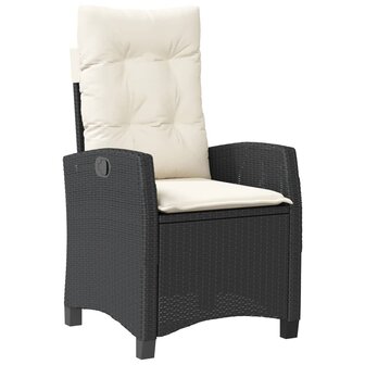 Tuinstoelen 2 st verstelbaar met kussens poly rattan zwart
