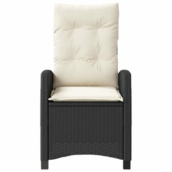 Tuinstoelen 2 st verstelbaar met kussens poly rattan zwart