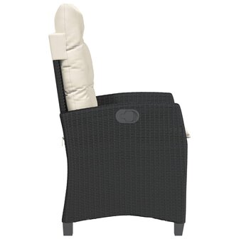 Tuinstoelen 2 st verstelbaar met kussens poly rattan zwart