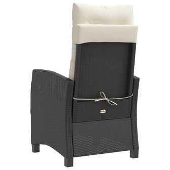 Tuinstoelen 2 st verstelbaar met kussens poly rattan zwart