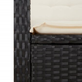 Tuinstoelen 2 st verstelbaar met kussens poly rattan zwart