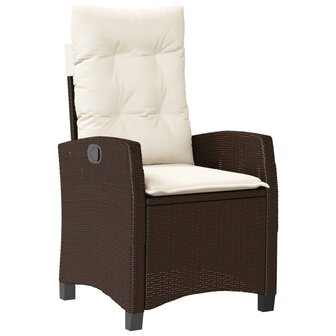 Tuinstoelen 2 st verstelbaar met kussens poly rattan bruin
