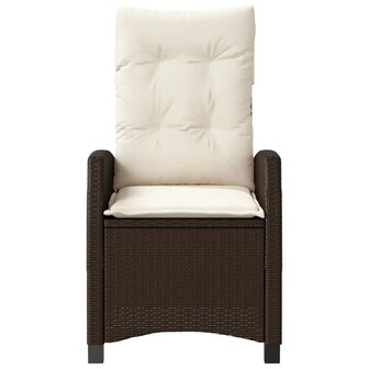 Tuinstoelen 2 st verstelbaar met kussens poly rattan bruin