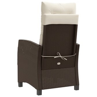Tuinstoelen 2 st verstelbaar met kussens poly rattan bruin