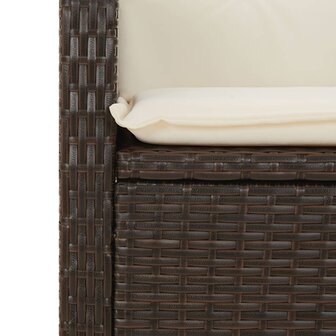 Tuinstoelen 2 st verstelbaar met kussens poly rattan bruin