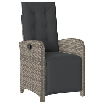 Tuinstoelen 2 st verstelbaar met voetensteun poly rattan grijs