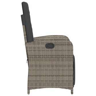 Tuinstoelen 2 st verstelbaar met voetensteun poly rattan grijs