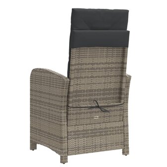 Tuinstoelen 2 st verstelbaar met voetensteun poly rattan grijs