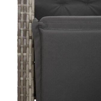 Tuinstoelen 2 st verstelbaar met voetensteun poly rattan grijs