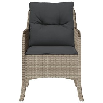Tuinstoelen 2 st met kussens poly rattan lichtgrijs