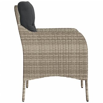 Tuinstoelen 2 st met kussens poly rattan lichtgrijs