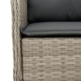 Tuinstoelen 2 st met kussens poly rattan lichtgrijs