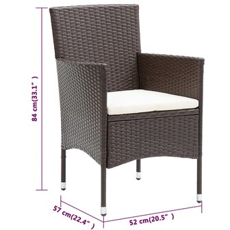 Tuinstoelen 2 st poly rattan bruin