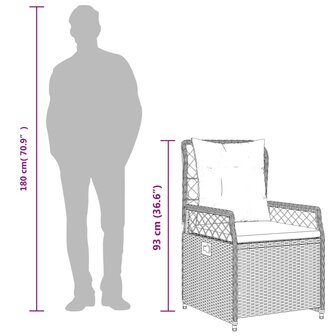 Tuinstoelen 2 st verstelbaar poly rattan zwart