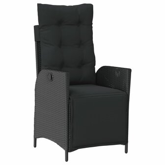 Tuinstoelen 2 st verstelbaar met voetensteun poly rattan zwart