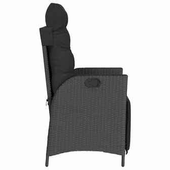 Tuinstoelen 2 st verstelbaar met voetensteun poly rattan zwart