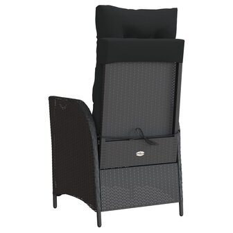 Tuinstoelen 2 st verstelbaar met voetensteun poly rattan zwart