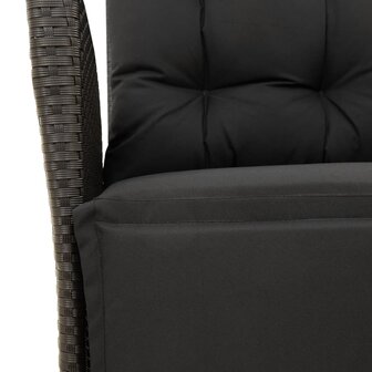 Tuinstoelen 2 st verstelbaar met voetensteun poly rattan zwart
