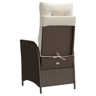 Tuinstoelen 2 st verstelbaar met voetensteun poly rattan bruin