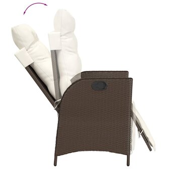 Tuinstoelen 2 st verstelbaar met voetensteun poly rattan bruin