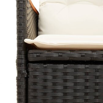 Tuinstoelen 2 st verstelbaar met kussens poly rattan zwart