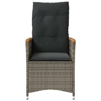 Tuinstoelen 2 st verstelbaar met kussens poly rattan grijs