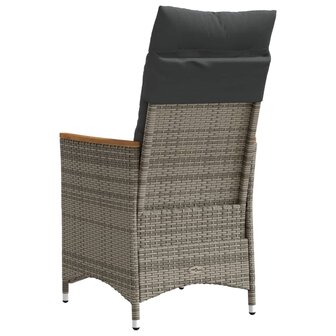 Tuinstoelen 2 st verstelbaar met kussens poly rattan grijs