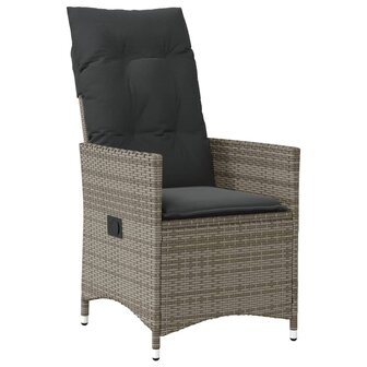Tuinstoelen 2 st verstelbaar met kussens poly rattan grijs